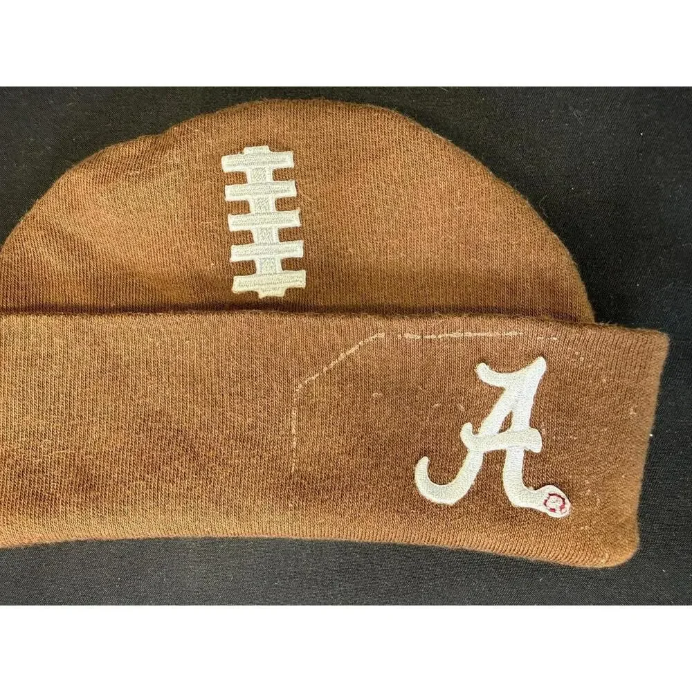 Future Tailgater Hat Infant 0-6 Months Brown Football Beanie Cap Cotton